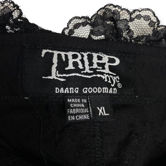 Vintage TRIPP NYC black embroidered ribbon lace up corset zipper floral lace XL - Picture 7 of 8